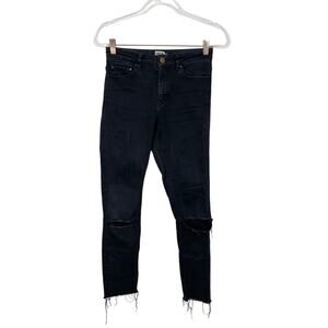 ASOS Denim Black Ripped Skinny Jeans Womens Size 26 Raw Fray Hem Cotton Stretch